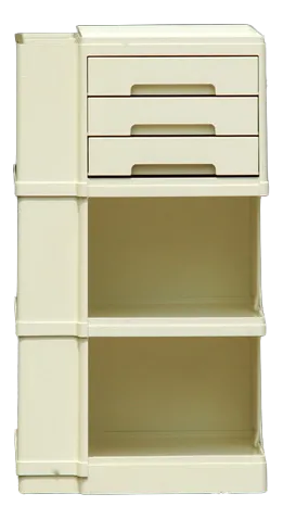 Italian Cream Storage Trolley in Plastic by Giovanni Pelis for Stile Neolt, 1960s