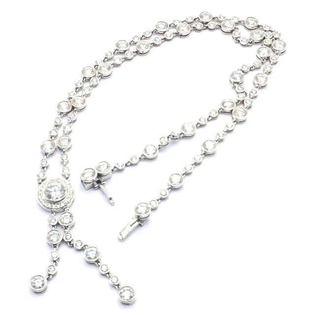 Mid 20th Century Tiffany & Co. Jazz Diamond Lariat Drop Platinum Necklace For Sale - Image 12 of 13