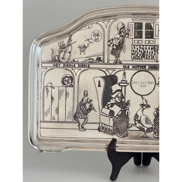 Reed and Barton Engraved Nursery Rhymes Silverplate High Chair Tray - 1939 For Sale In Savannah - Image 6 of 12