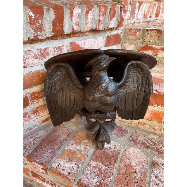 Antique French Wall Shelf Corbel Carved Eagle Black Forest Statue Wood c1880. Direct from France, a stunning antique...