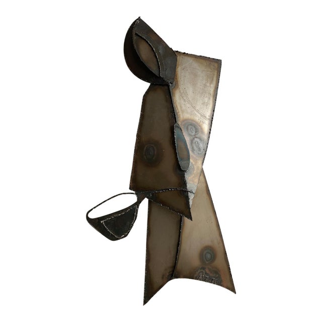 Very unique signed one of a kind welded heavy steel sculpture acquired from a mid century home whose owners passed away so...