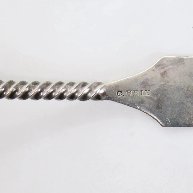 Victorian Mid 19th Century Small American Charles Bein Gilt Coin Silver Ladle & Leather Case For Sale - Image 3 of 10