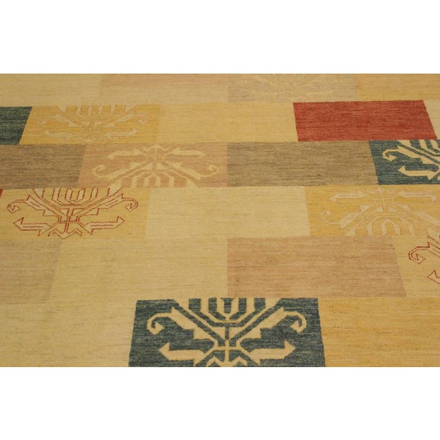 1990s Shabby Chic Kafkaz Tan/Red Wool Rug - 6'0 X 8'8 For Sale In New York - Image 6 of 8