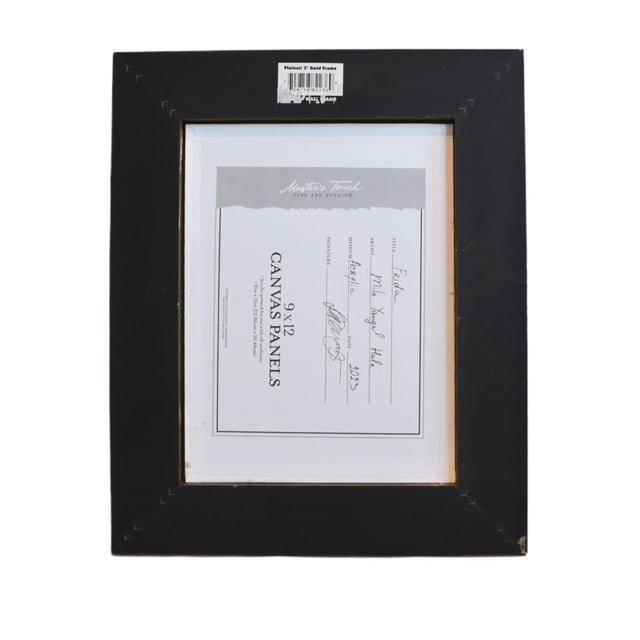 Blue Woman With Flower Headdress Portrait Oil Painting Including the Antiqued Gold Wood Frame For Sale - Image 8 of 8