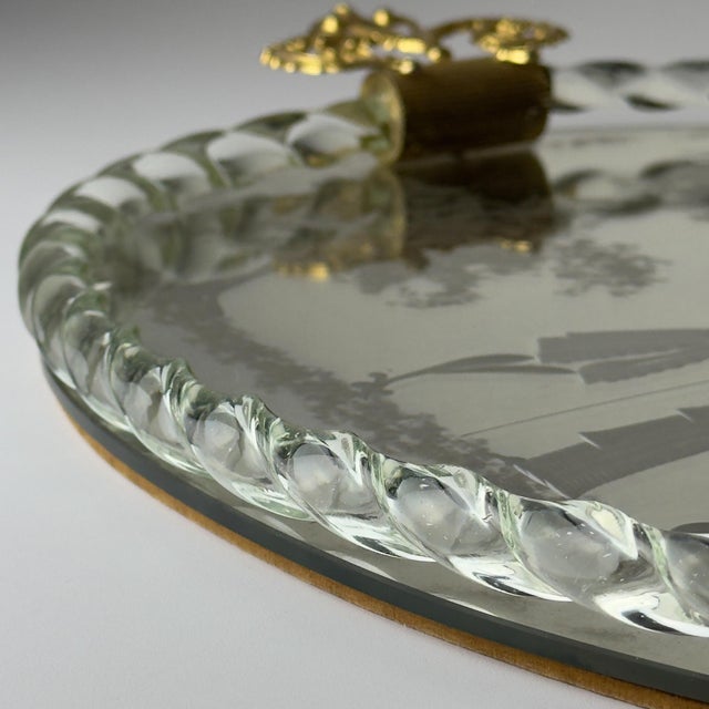 Large Vintage Venetian Murano Glass Mirror Tray, Italy, 1950s For Sale - Image 4 of 15