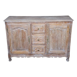 18th C French Paneled Cerused Oak Server Sideboard Buffet For Sale