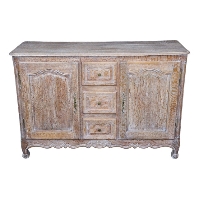 18th C French Paneled Cerused Oak Server Sideboard Buffet For Sale