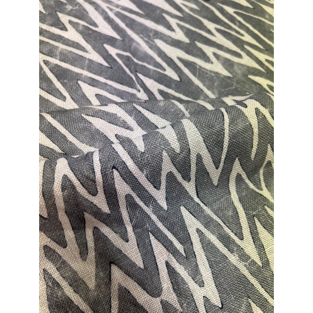Contemporary Fret Fabrics Ziggety Zag Grey Cream Abstract Chevron Geometric Fabric For Sale - Image 3 of 4