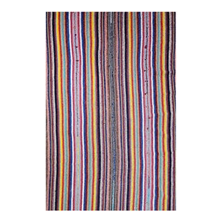 Vintage Turkish Jajim Kilim Rug, Flat-Woven Wool, Multicolor Stripe Pattern, 6x11 For Sale