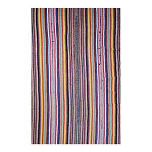 Vintage Turkish Jajim Kilim Rug, Flat-Woven Wool, Multicolor Stripe Pattern, 6x11