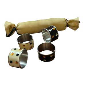 Enamel and Faux Gem Napkin Rings, Set of 4