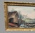 Primitive Country Folk Art Landscape Oil Painting With A Mill & Water Wheel In good condition showing some typical age-...