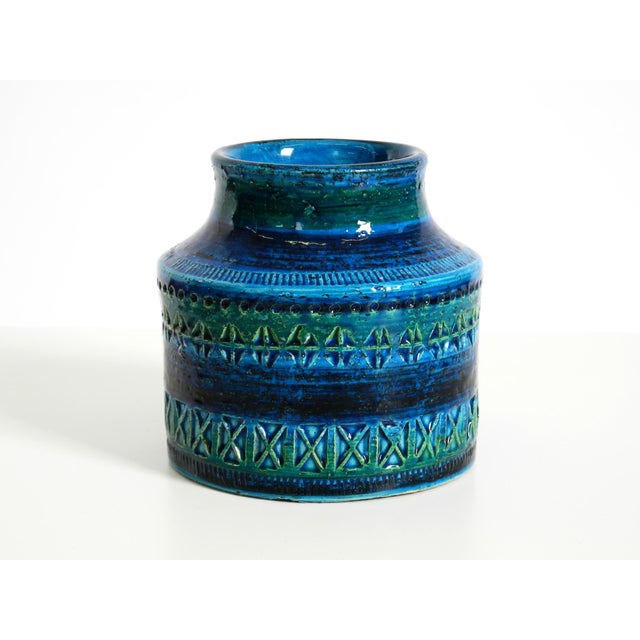 Small Rimini Blue Ceramic Vase by Aldo Londi for Bitossi, Italy, 1960s For Sale - Image 12 of 15