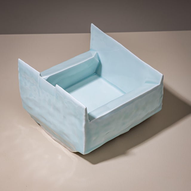Ice-Blue Bowl "Kayho No. 13" (Jap. 華俑 Luxuriant Pottery Palace) by Ceramic Artist Masamichi Yoshikawa, 21st Century For Sale - Image 4 of 12