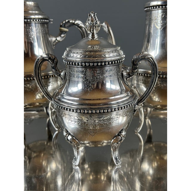 Late 19th Century Silver-Plated Metal Tea and Coffee Service, Set of 5 For Sale - Image 4 of 12