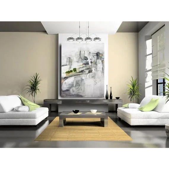 "Encroachment" is a large abstract painting that captures the essence of the Brooklyn Bridge in a unique way. The neutral...