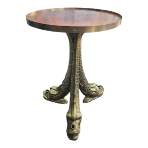 Antique Nautical Ships Table W Bronze Dolphin Base