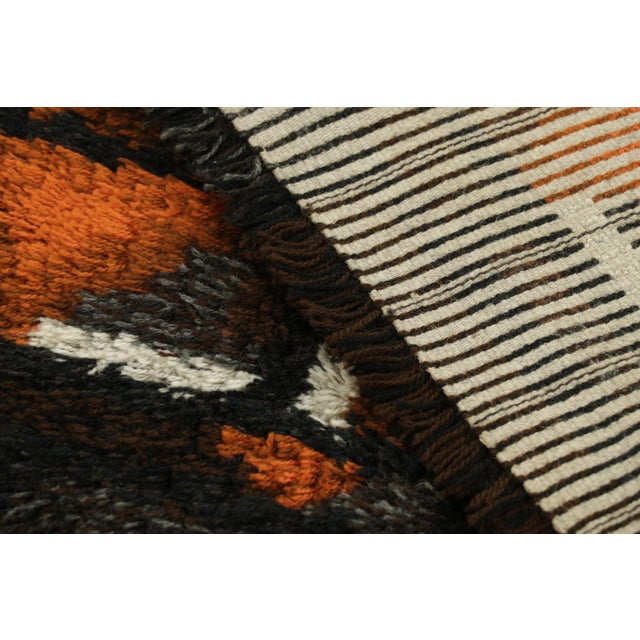 Textile Vintage Swedish Rya Rug, Bold Black and Orange Scandinavian Design - Rug & Kilim For Sale - Image 7 of 7