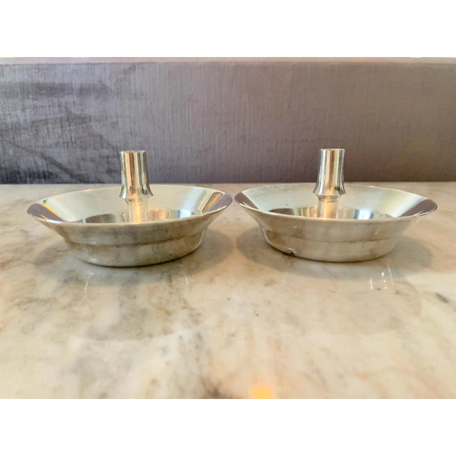Silver Plate Dansk Candlesticks - a Pair For Sale - Image 4 of 10
