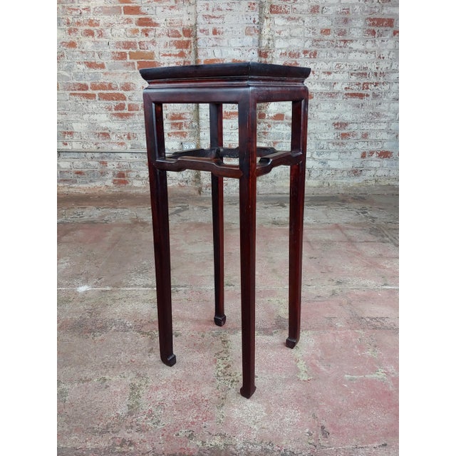 Vintage Chinese Hand Carved Redwood Stand For Sale - Image 4 of 10
