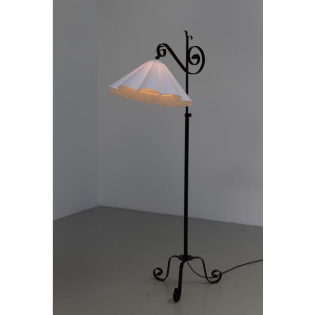 Art Deco Danish Tripod Floor Lamp in Wrought Iron, 1940s For Sale - Image 11 of 18