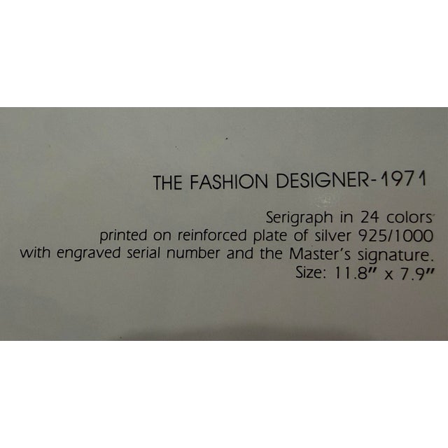 1970s Salvador Dalí "The Fashion Designer" (El Modisto) Tobo Arte .925 Silver Serigraph Plaque Custom Gallery Framed For Sale - Image 9 of 12