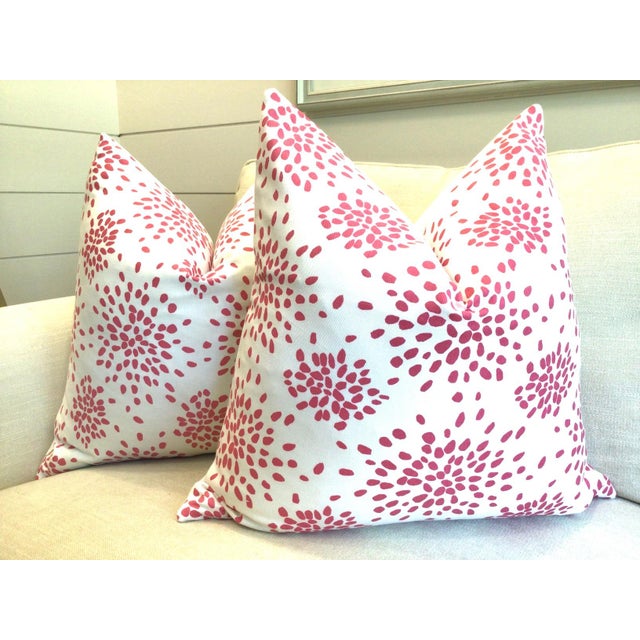 Such a fun pattern from Scalamandre comes "Fireworks" in cupcake pink. Perfect for summer! LOVE THESE! Finished with a...