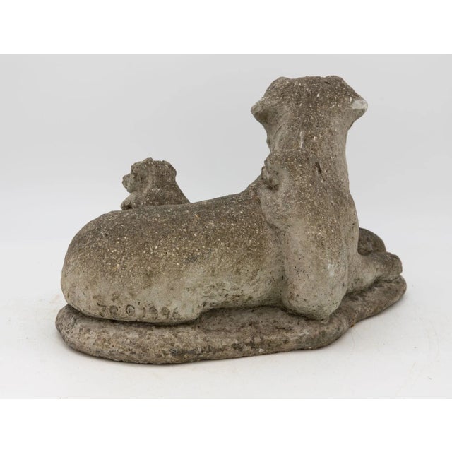 Sculpture Materials Vintage Reconstituted Stone Dog With Four Puppies, English Mid 20th C. For Sale - Image 7 of 7