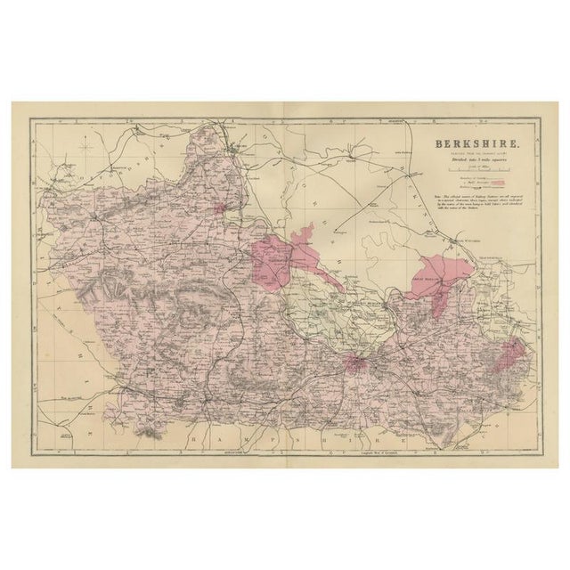 Antique Map of Berkshire, 1885 For Sale - Image 10 of 10