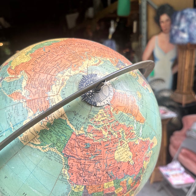 1970s Streamlined Designed Wooden MCM Standing Globe For Sale - Image 4 of 12