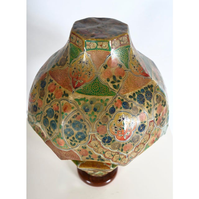 1930s Antique Hand-Painted Vellum Bedroom Table Lamp, South Asia, 1930 For Sale - Image 5 of 17