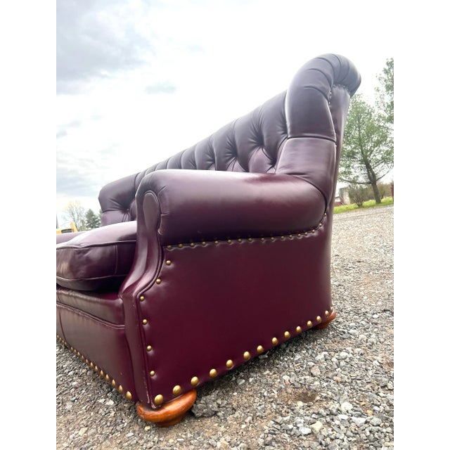 Thomasville “Hides and Seats” Tufted Leather Chesterfield Sofa Chairish