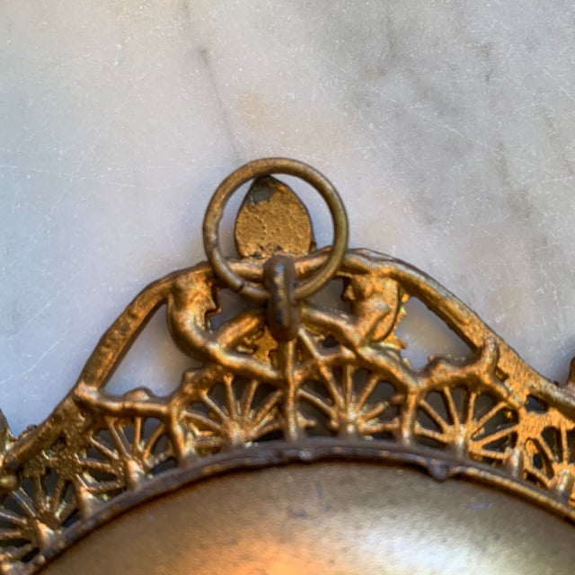 Metal Vintage Miniature Dog Portrait Gilt Filigree Frame For Sale - Image 7 of 8