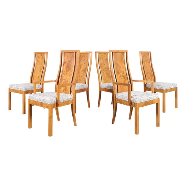 Vintage Mappa Burl Wood Dining Chairs by Thomasville For Sale