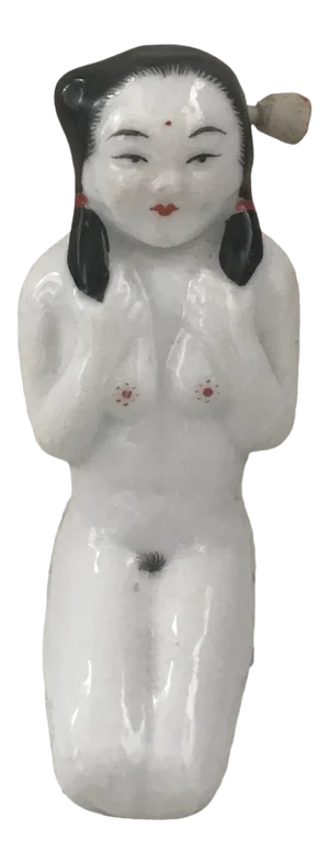 Chinese Hand Painted Nude Figural Porcelain Perfume Bottle