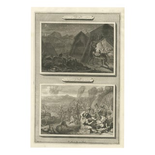 Pieter Mortier, David Takes Saul's Spear and Defeats the Amalekites, 1700, Engraving For Sale