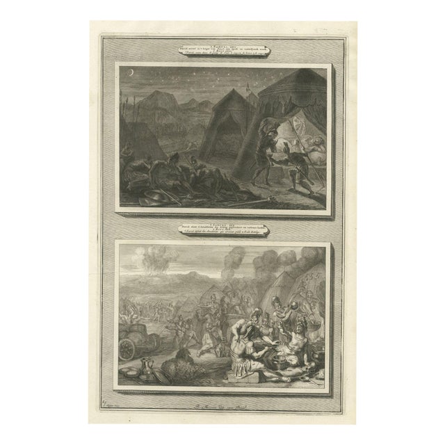 Pieter Mortier, David Takes Saul's Spear and Defeats the Amalekites, 1700, Engraving For Sale