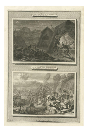 Pieter Mortier, David Takes Saul's Spear and Defeats the Amalekites, 1700, Engraving