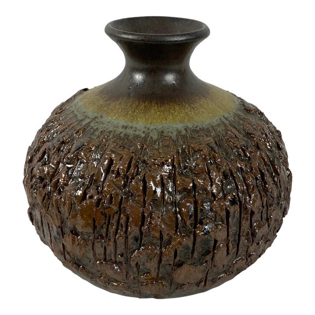 Mid-Century Modern Ceramic Vase Art Brut Style, Signed For Sale