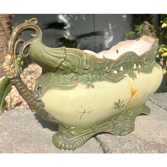 Ceramic Fine Antique Porcelain Oblong Planter Marked Ernst Wahliss Austria For Sale - Image 7 of 12