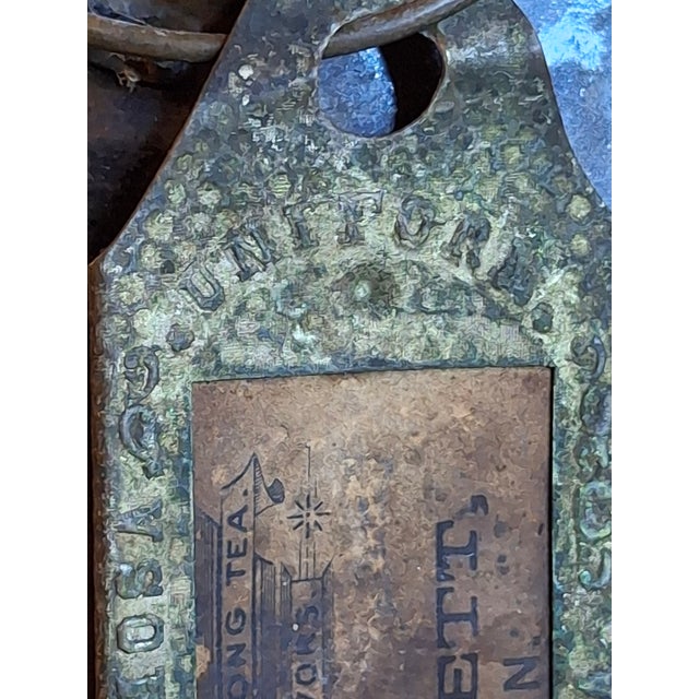 Antique Albany Slip Stoneware Jug 19th C Merchant Tag Formosa Oolong Tea Suffield Ct For Sale - Image 12 of 18