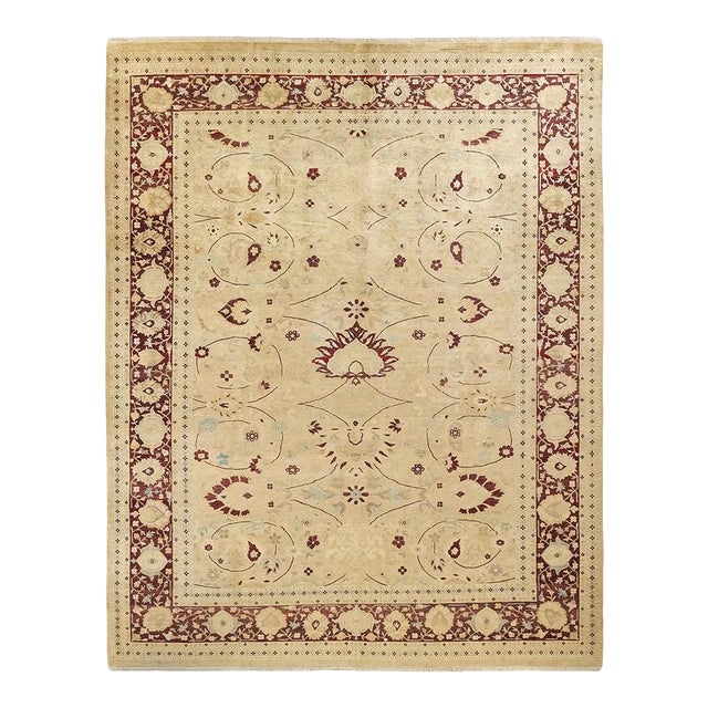 Mogul Collection Hand-Knotted Area Rug - Ivory 9' 2" x 11' 10" For Sale