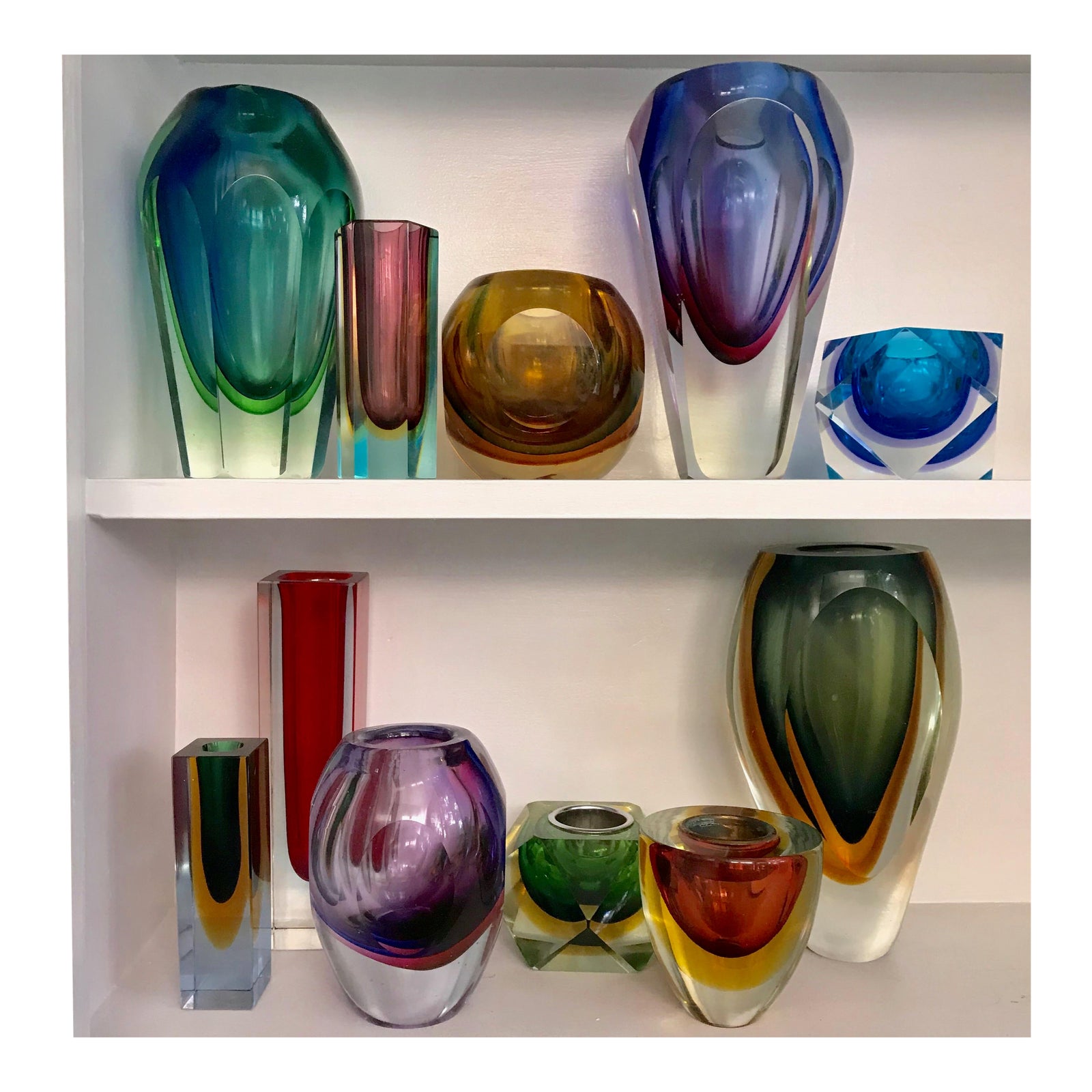 Collection of Murano Sommerso Vases, Set of 11 | Chairish