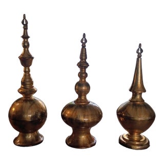 Bronze/Gold Hone Depot Private Collection Set of 3 Simone Finials Discontinued 2019 For Sale