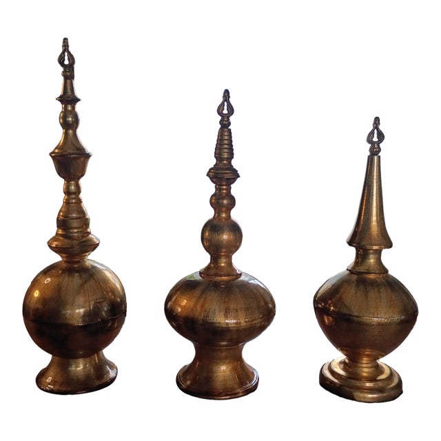 Bronze/Gold Hone Depot Private Collection Set of 3 Simone Finials Discontinued 2019 For Sale