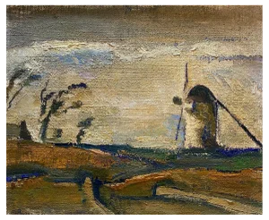 Maurice Barraud, Mill in the Dunes, Oil on Canvas, 1914