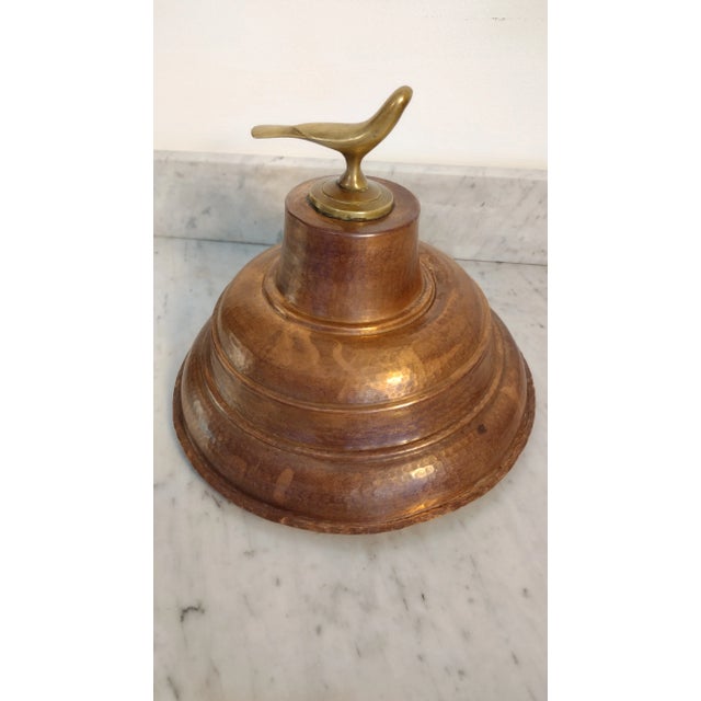 Turkish Early 20th Century Ottoman Era Brazier Lid - Hammered Copper With Brass Bird For Sale - Image 3 of 10