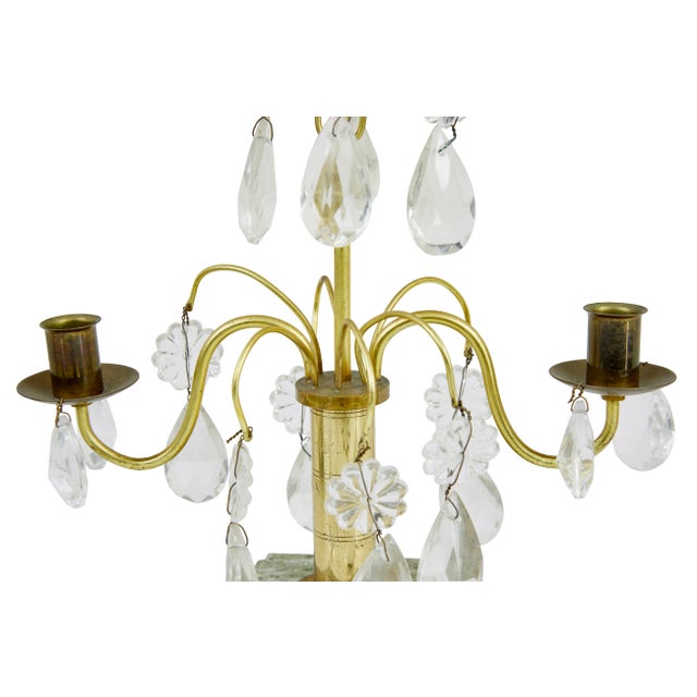 Mid-Century Brass and Cut Glass Decorative Candlesticks, 1960, Set of 2 For Sale - Image 3 of 7