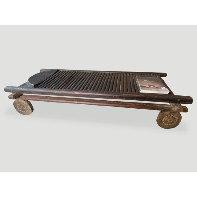Vintage Wooden African Wabi Sabi Bench or Coffee Table For Sale - Image 10 of 18