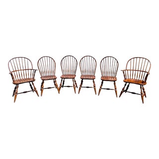 1990s Nichols and Stone Bow Back Windsor Chairs- Set of 6 For Sale